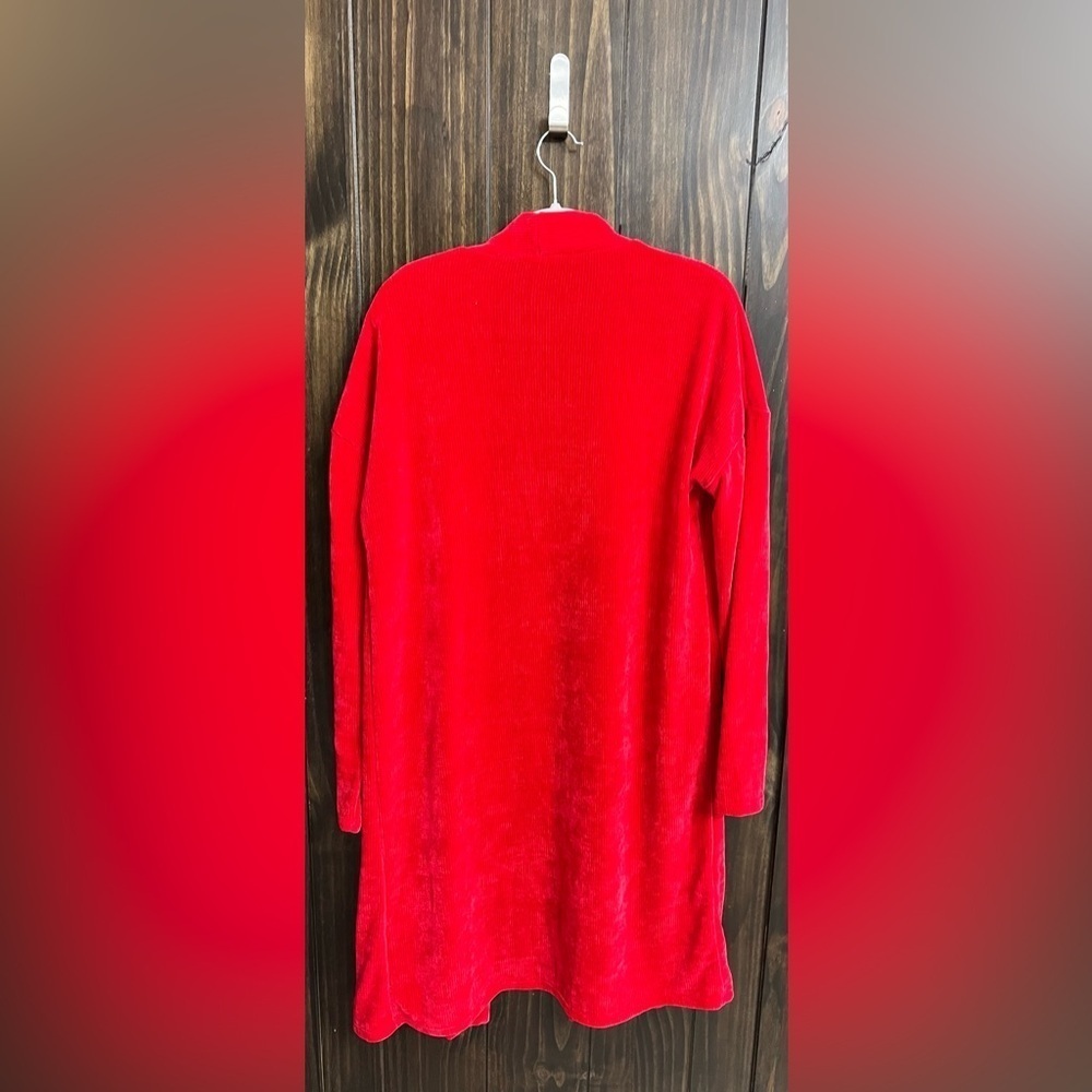 Red Women's Cardigan-Velvety Material-Size:Large - Picture 5 of 7